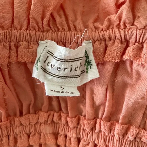 Loveriche | Coral Swiss Dot Ruffle Peplum Tank Top | Size Small - Picture 6 of 6